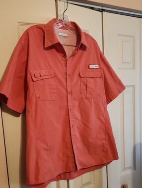 Casual Short-Sleeve Button-Down Shirt in Coral - Outdoor Authority